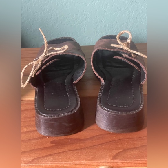 Vintage Geier Wally Slip On Brown Leather Sandals Shoes Size 38 - 8 Austria - Picture 6 of 11